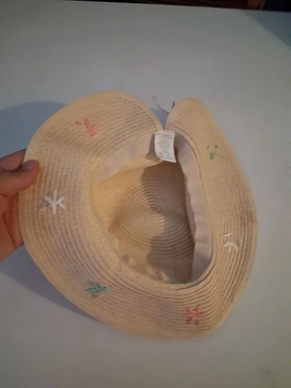 Embroidered Kids Wide Brimmed Straw Hat Summer Toddler Girls